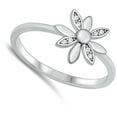 thumbnail image 4 of Flower Daisy White Cubic Zirconia Ring .925 Sterling Silver Band Jewelry Female Male Unisex Size 7, 4 of 4