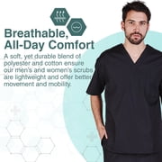 M&M SCRUBS Solid Men Scrub Set, Men Medical Uniforms 201- (BLACK)
