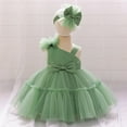 thumbnail image 2 of 6M-3T Baby Tutu Pageant Dress Toddler Bowknot Princess Tulle Girl Gown Flower Dresses with Headwear, 2 of 9