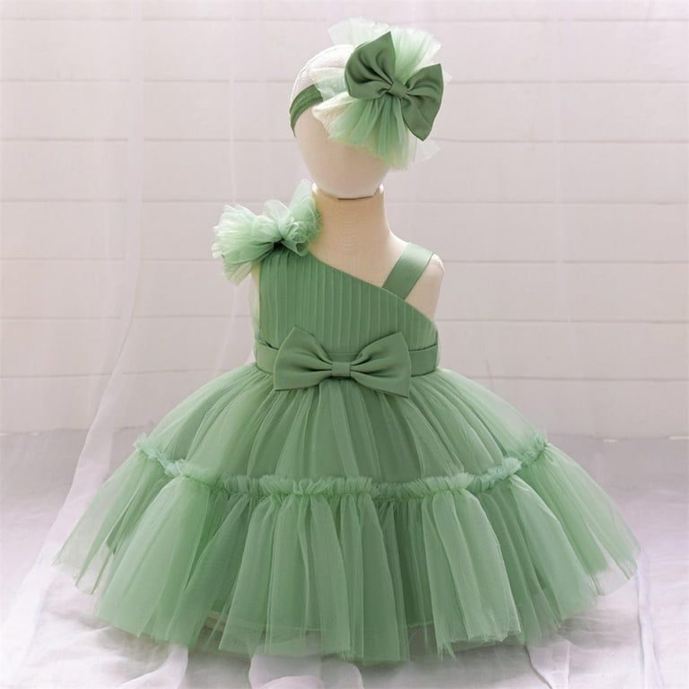 TEAJOPSUU Toddler Baby Girls Princess Dresses Christening Dress Sleeveless  Suspender 3D Flower Tulle Dress Wedding Birthday Pageant Tutu Gown G-Green  - Walmart.com