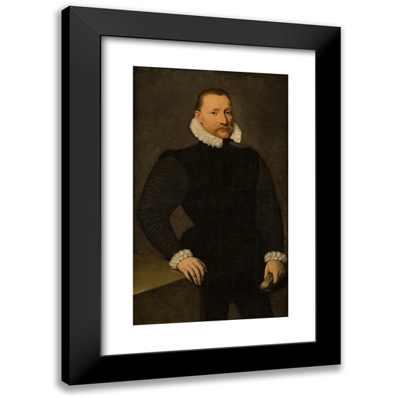 Antonis Mor 10x14 Black Modern Framed Museum Art Print Titled - Portrait of a Man (16th Century)