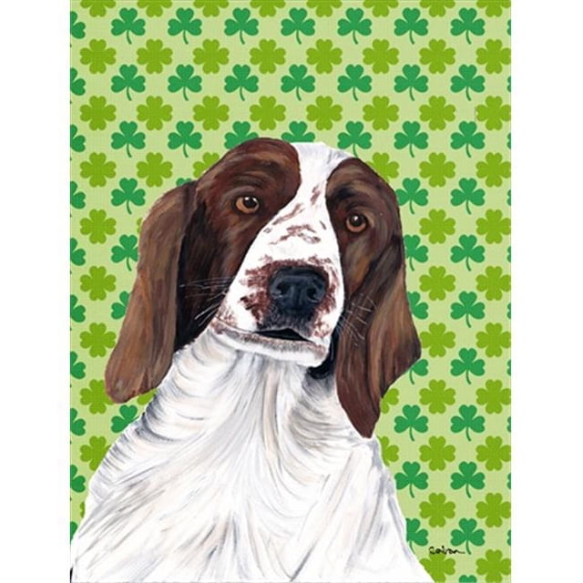 15 x 15 In. Welsh Springer Spaniel St. Patricks Day Shamrock Flag Garden