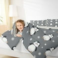 thumbnail image 4 of Manfei Kawaii Penguin Bedding Comforter Set,Hello Winter Twin Comforter Sets,Gray White Black Bedding Set For Girls Boys,Microfiber Bedroom Decor Reversible,2pcs, 4 of 8