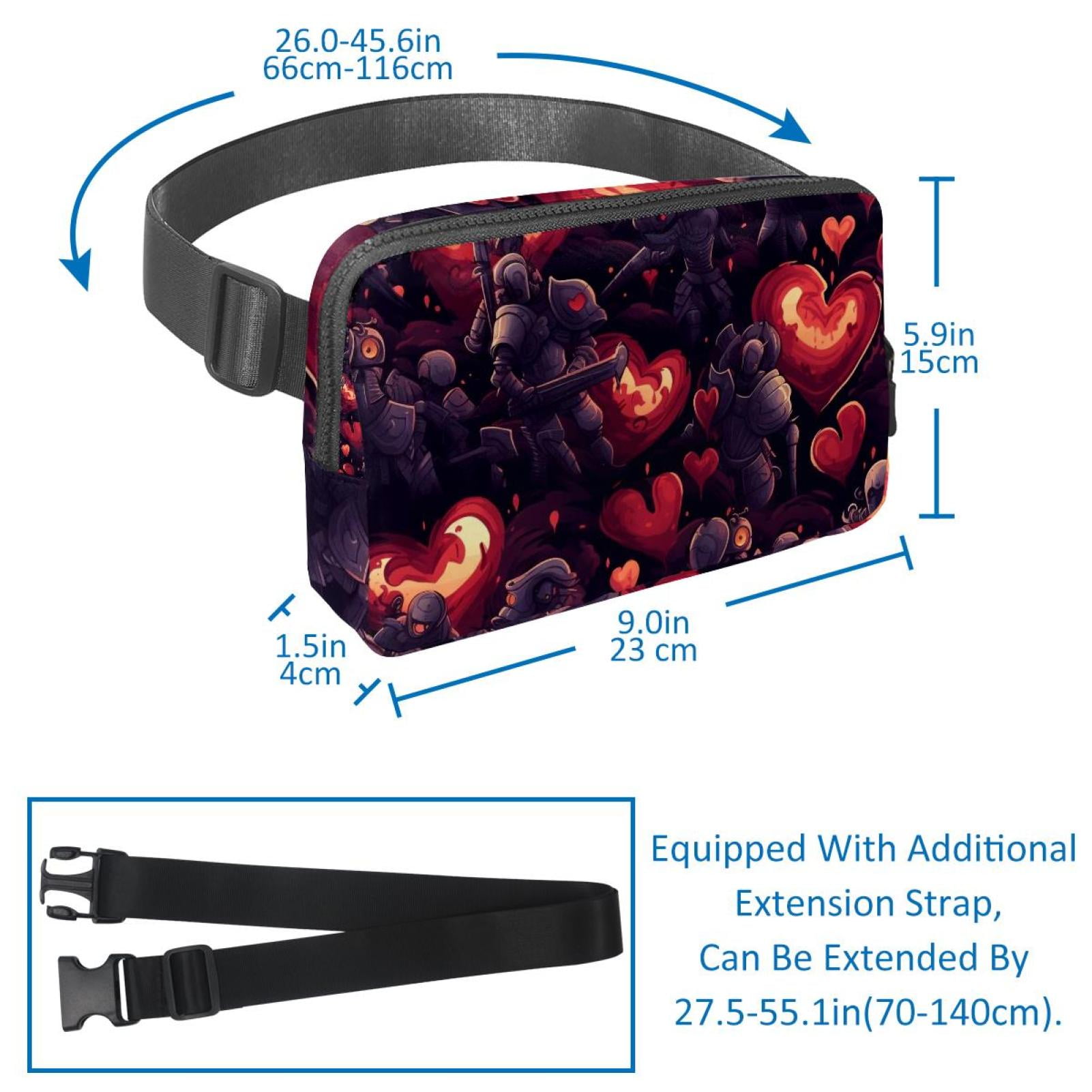 Love Lightweight Adjustable Sling Bag Waist Pack with Extension Strap Unisex - Ideal for Travel and Outdoor Activities