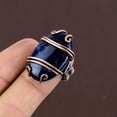 thumbnail image 3 of Natural Sodalite Gemstone Handmade Copper Wire Wrap Gift Ring Size 6.5, 3 of 4