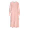 thumbnail image 4 of cfhntfmh Robes Fluides pour Femmes Automne Décontracté Col Rond Robe Midi Ample Manches Longues Plissée avec Poches, 4 of 5