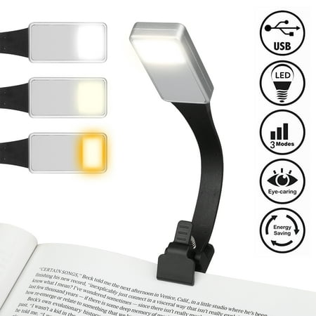 LED Reading Light for Books in Bed at Night, USB Rechargeable Clip On Book Reading Lamp 3-Level Brightness Eye Care for (Best Kindle Reading Light)