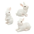 thumbnail image 3 of Colaxi Mini Easter Bunny Statue Garden Decoration Set of 3 Easter Party Favor Resin Model DIY Terrarium Crafts for Home Office White, 3 of 9