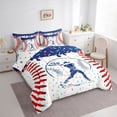 thumbnail image 2 of Erosebridal Navy Blue Dripping Baseball Stitch & Batter Silhouette Graphic Bedding Comforter Set 7 Pieces, Sport Graphic Full Bedding Set for Boys And Girls Kids,Super Cozy Room Decor, 2 of 6
