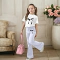 thumbnail image 2 of 2 Piece Sets for Girls Short Sleeve Bow T-Shirt Top and Flared Pants Sets Summer Clothes Girls Outfits Size 12-13 Years, 2 of 5
