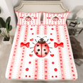 thumbnail image 2 of Feelyou Red Ladybug Teens Full Size Sheets, Cartoon Polkadot Ribbon Bed Sheets, 4-Piece, 2 of 7