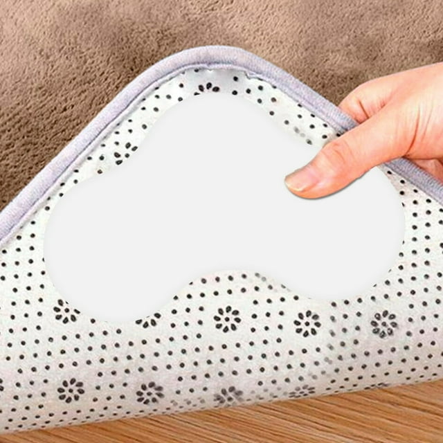 12PCS Premium Cushioned Non-Slip Rug Pad Prevents Curling Moving Sliding & Slipping - Anchors Carpet To Your Floor(White-Small)