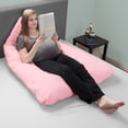 thumbnail image 5 of Lavish Home 61-inch Full U-Shaped Cotton  Body Pillow Replacement Cover for Adult(Pink), 5 of 8