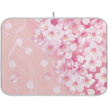 

HYKE Dish Drying Mats for en Counter Dish Drying Pad ber Absorbent Mane Washable Dishes Drainer Mats Coffee Maker Mat 18*24 inch Cherry Tree Pink