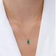 thumbnail image 3 of ANGARA Natural Vintage Style Pear Emerald Drop Pendant with Diamonds in 14K Rose Gold for Women (Size-7x5mm) | May Birthstone, Birthday, Anniversary, Jewelry Gift for Women | Natural Emerald Necklace, 3 of 9