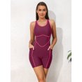 thumbnail image 3 of Charmo Womens Color Blocked One Piecec Swimsuits Boyleg Unitard Swimwear with Pockets, 3 of 7