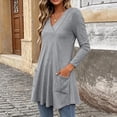 thumbnail image 5 of Ynynloco Long Sleeve for Womens Tops with 2 Pockets Fall Oversized Blouses Pullover Solid Color Dressy Casual T-Shirts Outfits, 5 of 9