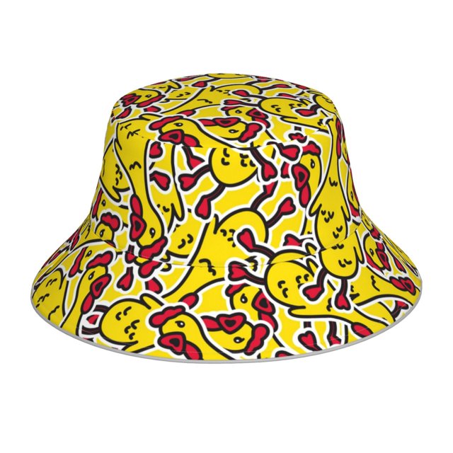 Fotbe Chicken Cartoon Sombrero Tipo Pescador con Estampado – Sombrero de Sol de Algodón de Moda para Playa, Golf, Pesca
