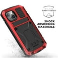 thumbnail image 6 of ELEHOLD for iPhone 14 Plus 6.7 Inch 2022 Case, Heavy Duty Armor Built-in Explosion-Proof Tempered Glass Screen Protector Wireless Charging Hang Rope Hidden Kickstand Shockproof Rugged Case,Red, 6 of 7