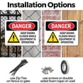 thumbnail image 3 of (2 Pack) Keep Doors Closed While Equipment Operating OSHA Danger Sign 10 Inch X 7 Inch Indoor / Outdoor Rust-Free Aluminum Metal Signs for Workplace, Workshop, and Construction Site,, 3 of 8