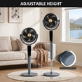 thumbnail image 2 of EDX Bedroom Pedestal Fan, Quiet 20dB DC Air Circulator, 15 Speeds 5 Modes, 120° Oscillation, 12H Timer, 1050CFM Airflow, 37-45" Adjustable Height, LED Light, Standing Fan with Remote, Gray, 2 of 9