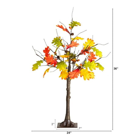 Nearly Natural 3ft. Pre-Lit Autumn Maple Artificial Fall Tree with Pinecones, Acorns