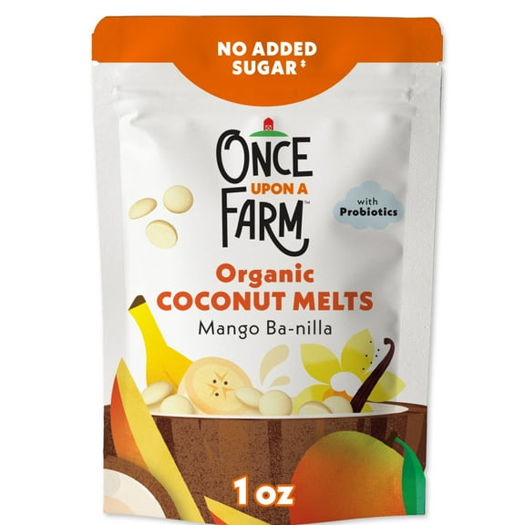 Once Upon a Farm Organic Coconut Melts, Mango Ba-nilla, 1oz Bag