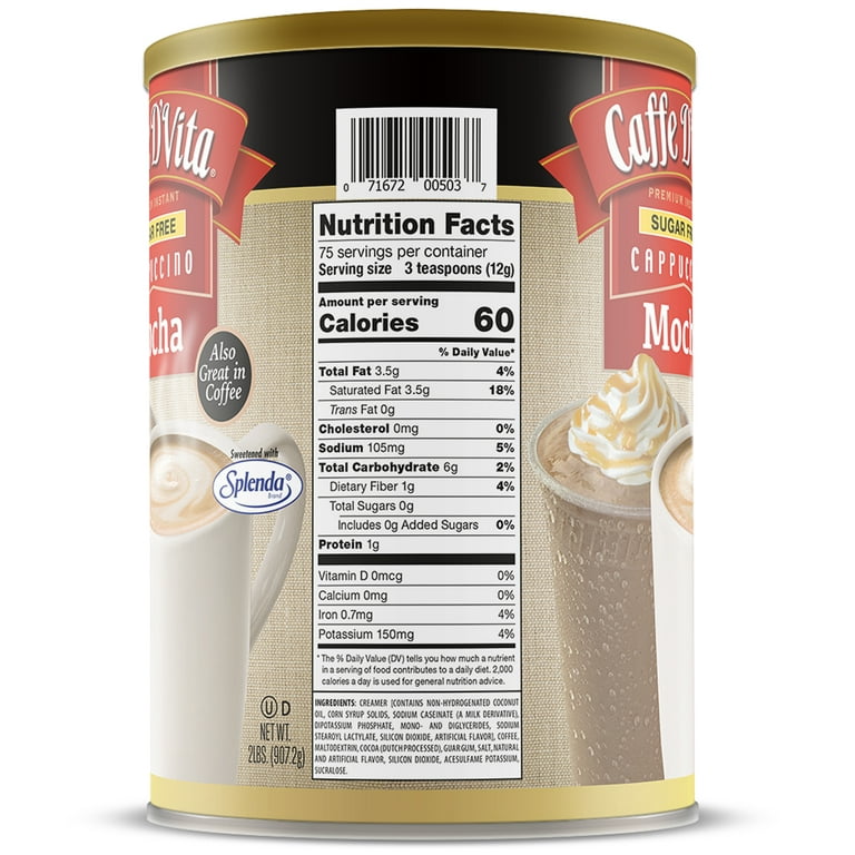 moca_chiro専用23cm/5cm Caffe D'Vita Premium Instant Sugar Free Mocha Cappuccino, 8.5 oz
