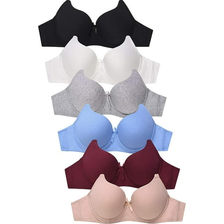 

6 pcs Women s Wired Basic Regular Padding Everyday Bras B/C Cup (38B)