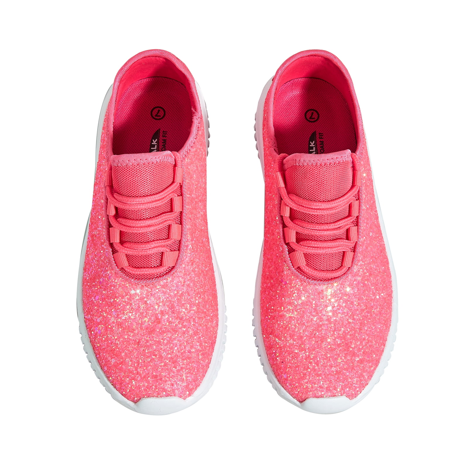LUCKY STEP Fashion Glitter Sneakers for Womens/Girls Silp On Running Shoes Lightweigt Tennis Walking Pink,7B(M)US) - Walmart.com