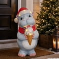 thumbnail image 3 of Clearance! Christmas Decorations, Light Up Hippo Resin Figurine With Santa Hat Holding Ice‑Cream, Festive Holiday Statue for Tabletop Mantel Covered Porch Yard Christmas Gift,7.87", 3 of 5