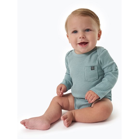 Modern Moments by Gerber Baby Neutral Organic Long Sleeve Bodysuit, 0/3 Months - 24 Months
