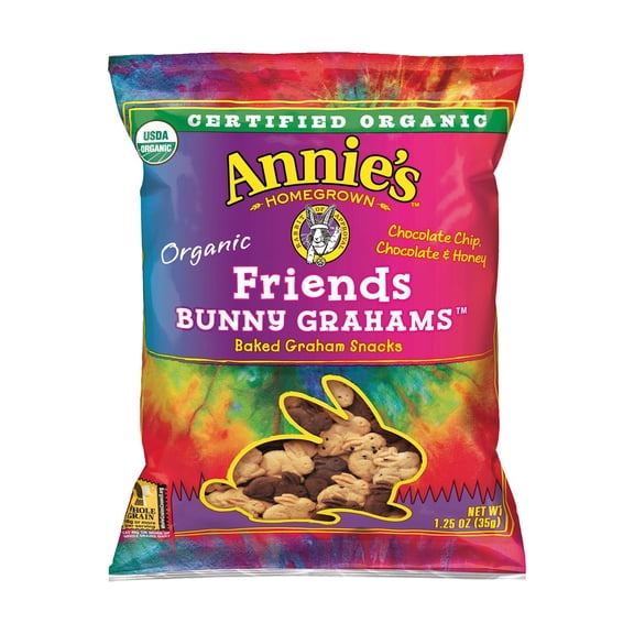 Annie's Organic Bunny Grahams Snack, Chocolate Chip, Chocolate & Honey, 1.25 Oz, 100 Count