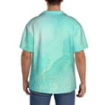 thumbnail image 3 of Pofeuu Cyan Mint Marble Print Mens Casual Short Sleeve Shirts Beach Summer Spread Collar Pocket Tops Men's Casual Short-sleeved Shirt-XX-Large, 3 of 5