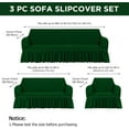 thumbnail image 3 of 3 Pcs Sofa Slipcover Set for Couch Cushion Durable Washable High Elastic Stretchable Furniture Couch Covers with Skirt for Sofa Loveseat Arm Chair(Dark Green,Seersucker), 3 of 12