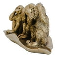 thumbnail image 5 of Ebros Whimsical Golden See Hear Speak No Evil Monkeys Sitting On Banana Leaf Statue 3 Wise Apes of The Jungle Figurine Animal Rainforest Monkey See & Do Fairy Tale Fable Nursery Rhymes Allegory, 5 of 7