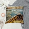 thumbnail image 2 of PHYHOO Vintage Retro Style Relax You're on Lake Time Boat and Paddle Pattern Linen Throw Pillow Case Cushion Cover for Sofa Home Decorative Square  White, 2 of 5