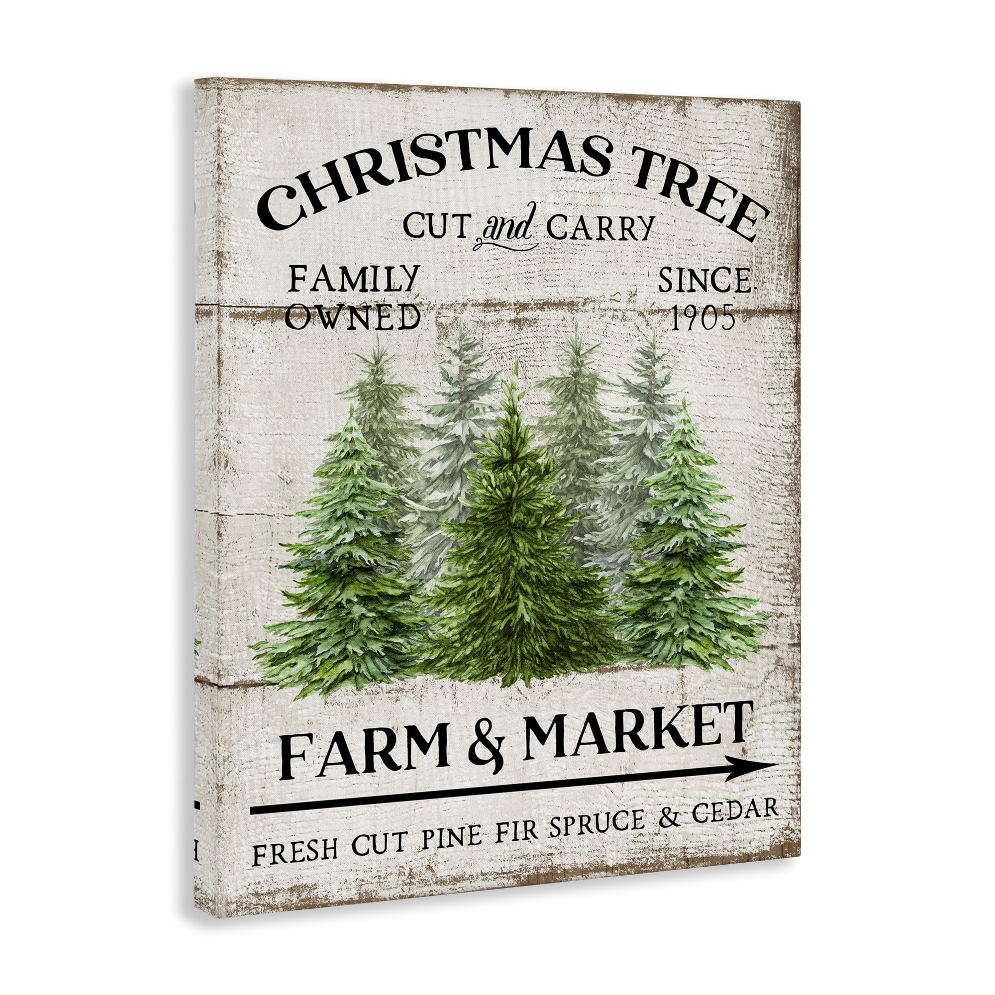 Stupell Industries Farm Market Christmas Trees Holiday Painting Gallery Wrapped Canvas Art Prints Wall Art, 36 x 48