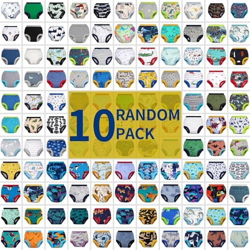BIG ELEPHANT 10-Pcs Potty Training Underwear for Boys, Random Color