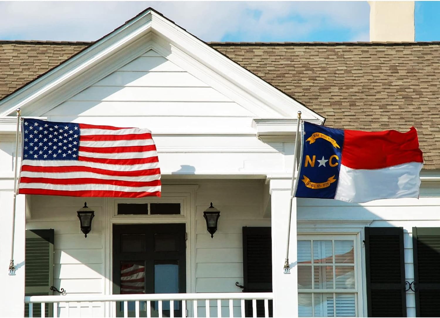 FLAGWIN North Carolina Flag 3x5 FT - Embroidered Polyester North Carolina State Flag with Brass Grommets - Vivid Color and Fade Proof State of NC Flag 3x5 Outdoor