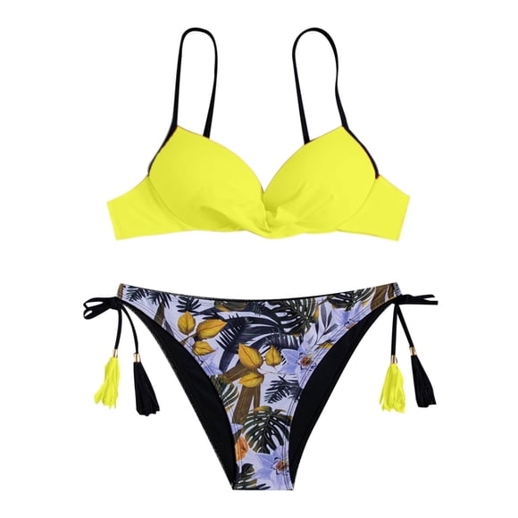 Traje de baño dividido de bikini sin espalda estampado con aro cómodo para mujer con almohadilla en el pecho OAVQHLG3B Store lin121212