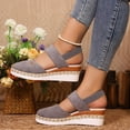 thumbnail image 4 of Sandals for Women, Women's Ankle Strap Closed Toe Espadrille Wedge Sandals Sandals Casual Shoes Women's Fashion Casual Summer New Style Wedge Heel Lightweight Rope Toe Elastic Thick Sandals, 4 of 6
