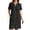 Black, variant on Women Zipper Front Robes Waffle Short House Coat Lightweight Bathrobe with Pockets Soft Nightgown S-3XL