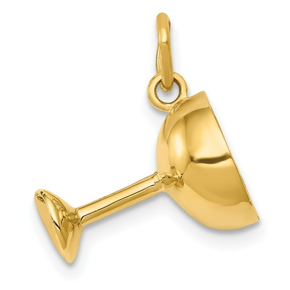 14k Champagne Glass Charm in 14k Yellow Gold