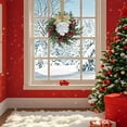 thumbnail image 4 of 1 Pcs 10''x10'' Christmas Cabinet Wreaths for Kitchen with Ribbon Bows,Red Berry Small Winter Window Wreath Garland for Door Window Farmhouse Christmas Party Decorations(Beige), 4 of 6