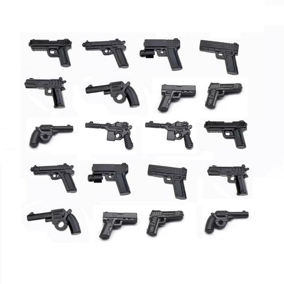 20PCS Pistol WW2 Soldier Military Weapon Police Guns Mini Action Figures Accessories Building Block Army Bricks MOC Parts Toys,black