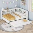 thumbnail image 2 of Wooden Full Size DayBed with Twin Size Trundle, DayBed with Storage Shelf and USB Charging Ports,White, 2 of 9