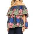 thumbnail image 3 of Sakkas Imani Colorful Wax African Ankara Dutch Off-shoulder Blouse Top Gorgeous - 38-Multi - One Size Regular, 3 of 5
