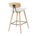 thumbnail image 4 of Armen Living Swivel Bar Height Stool with White Upholstered Seat and Patterned Oak Wood Frame, 4 of 5