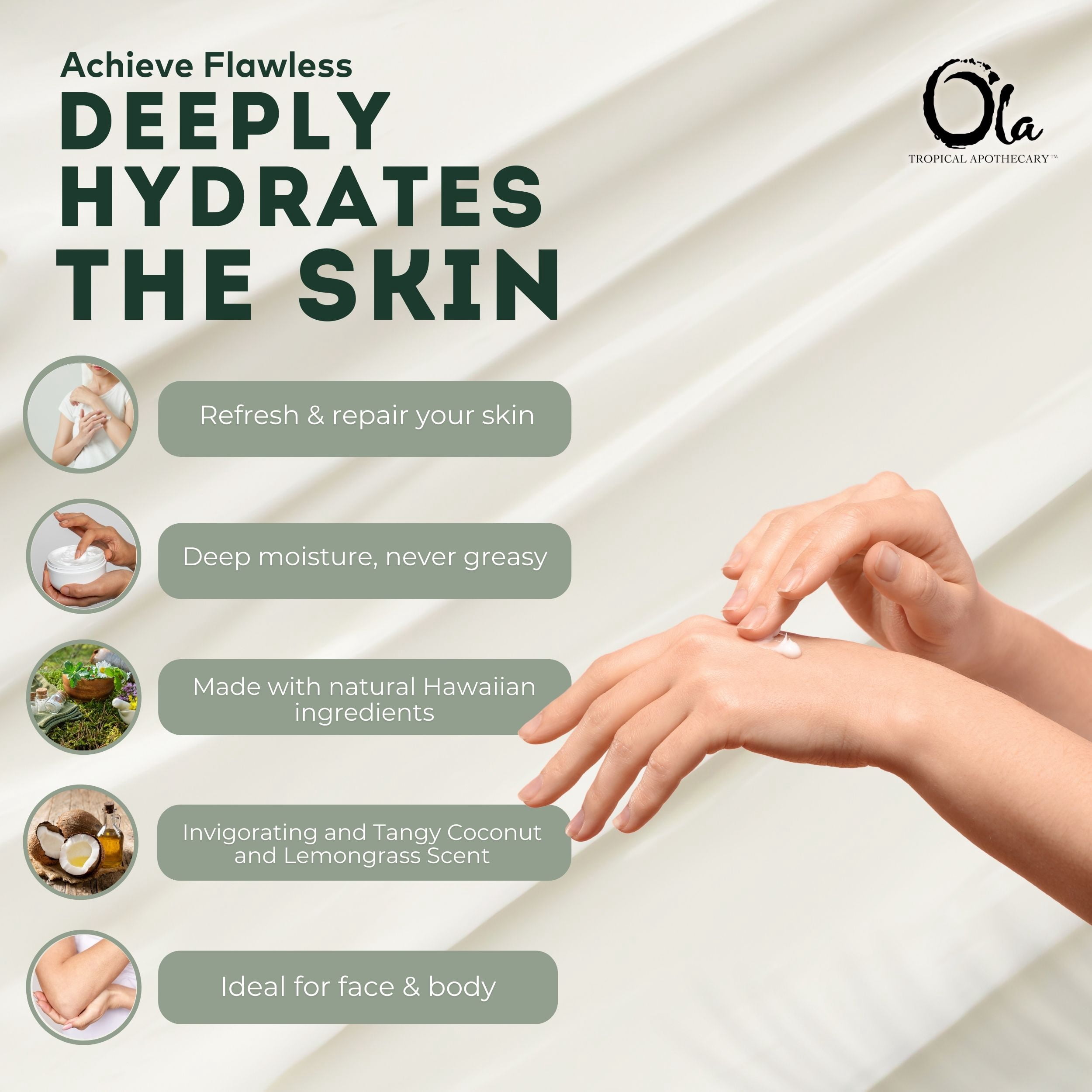 Ola Tropical Apothecary Coconut Body Lotion with Pure Tropical Oils and Plant Extracts - 8.45 Fl Oz